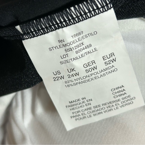 NEW Penbrooke Plus Sz 22W Swimsuit Split Dress One Piece Red Black Tummy Control - Picture 3 of 13